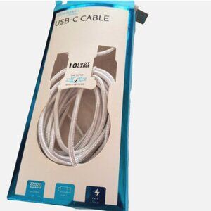 Braided USB C Type-C Fast Charging Data SYNC Charger Cable Cord 10FT White NIB